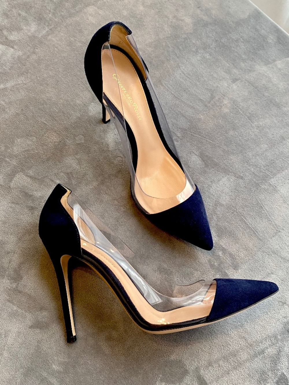 Gianvito Rossi Navy “PLEXI” Heels 38